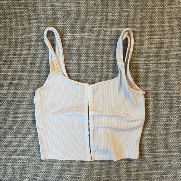 Abercrombie and Fitch White Ribbed Crop Tank Top Small - Picture 1 of 3